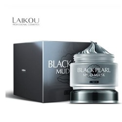 Laikou Очищающая,осветляющая маска для лица с минеральной вулканической грязью и жемчужным порошком,Black Pearl Mud Mask,85 гр.