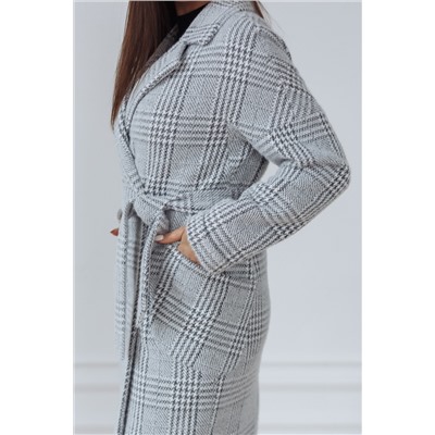 Пальто женское демисезонное 22400  (серый/клетка)