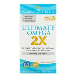 Nordic Naturals, Ultimate Omega 2X, со вкусом лимона, 2150 мг, 120 капсул