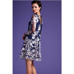 Платье  LaVeLa артикул L1892 синий/цветы_розовые