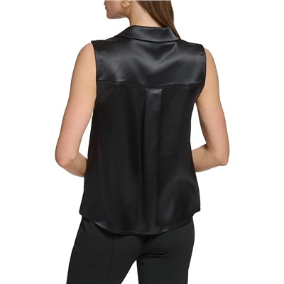 DKNY Sleeveless Collared Cowl Neck Blouse