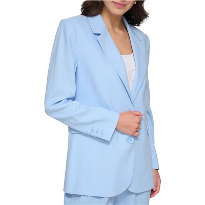 DKNY Long Sleeve Linen One-Button Jacket
