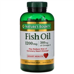 Nature's Bounty, Рыбий жир, 1200 мг, 320 мягких желатиновых капсул с быстрым высвобождением действующего вещества