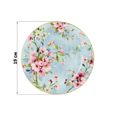 Набор тарелок для десертов 2 пр. 19*19*2 см "Яблоневый цвет на голубом" NEW BONE CHINA