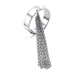 Кольцо с цепью из серебра родированное - длина цепей 4 см 410-10-798р