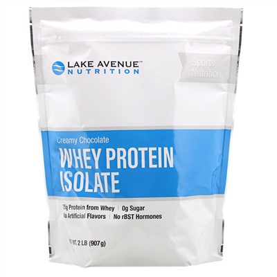 Lake Avenue Nutrition, Изолят сывороточного белка, со вкусом сливочного шоколада, 907 г (2 фунта)