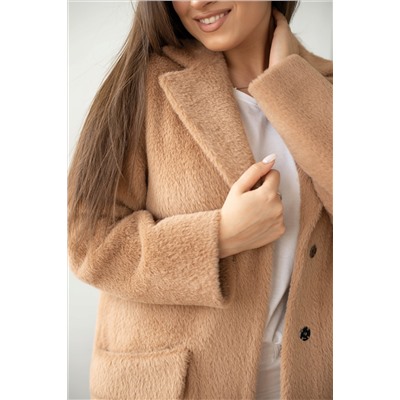 Пальто женское демисезонное 22730  (кэмел/тедди)