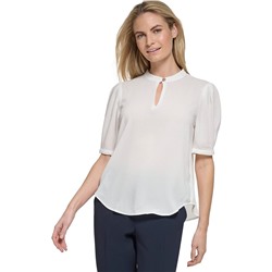 Tommy Hilfiger Textured Pull Sleeve Keyhole Blouse