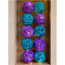 Гирлянды из 50 ротанговых шариков "Голубика"