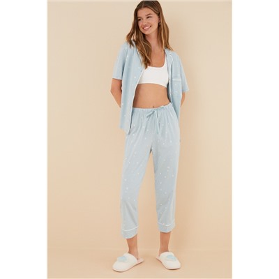 Pijama camisero 100% algodón estrellitas azul