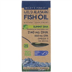 Wiley's Finest, Жир из дикой аляскинской рыбы, Summit DHA, с натуральным вкусом лайма, 125 мл