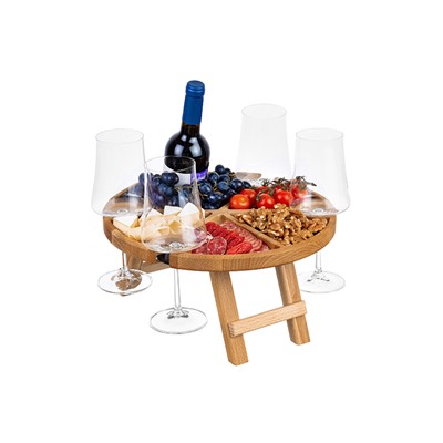 Винный столик 35*35*17,5 см со столешницей-менажницей на 4 бокала и бутылку