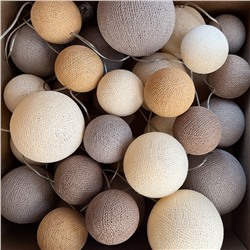 Гирлянда из нитяных 20 нитяных шаров разных размеров (6-10см) "Тедди"