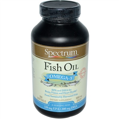 Spectrum Essentials, Рыбий жир 1000 мг, 250 капсул