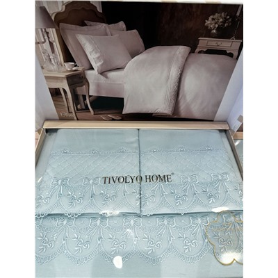 Tivolyo Olivia Mint Satin 210 TC | Satin bed linen-Digital with lace