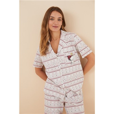 Pijama camisero algodón cenefa Snoopy