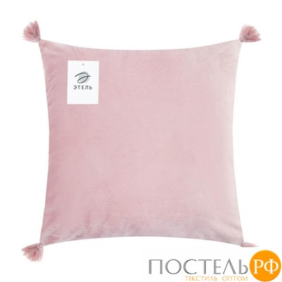 Чехол на подушку с кисточками Этель цвет розовый, 45х45 см, 100% п/э, велюр 6906467
