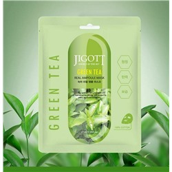 JIGOTT Ампульная тканевая маска с экстрактом зеленого чая, Green Tea Real Ampoule Mask, 27 мл.