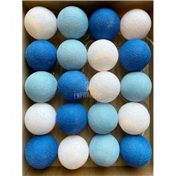Гирлянда из 36 нитяных шариков "Сине-бело-голубые"