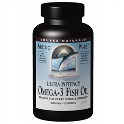 Source Naturals, Arctic Pure, омега-3 и рыбий жир, повышенная эффективность, 850 мг, 60 мягких таблеток