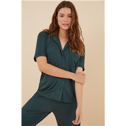 Pijama camisero verde viscosa súper soft