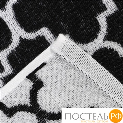 Полотенце махровое Этель "Ornament" белое на чёрном, 50х90 см, 100% хлопок, 420 гр/м2