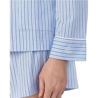 LAUREN Ralph Lauren Organic Cotton Long Sleeve Notch Collar Short PJ Set