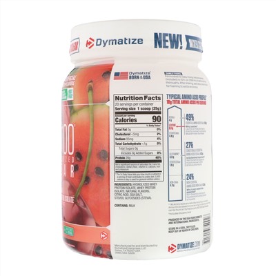 Dymatize Nutrition, ISO100 Hydrolyzed Clear, 100% Whey Protein Isolate, Cherry Watermelon, 1.1 lb (500 g)