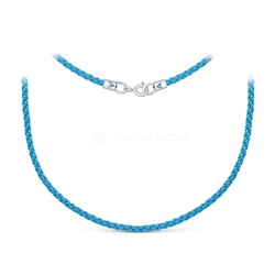 Шнурок текстильный плетёный с элементами из родированного серебра (голубой)
