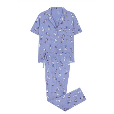 Pijama camisero 100% algodón Snoopy azul