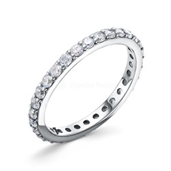 Кольцо-дорожка из серебра с фианитами родированное 04-301-0124