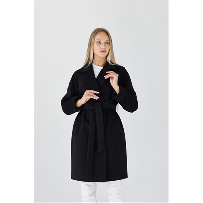 Пальто женское демисезонное 25990 (черный ворсовый)