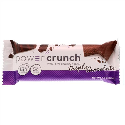 BNRG, Протеиновый энергетический батончик Power Crunch, оригинальная рецептура, тройной шоколад, 12 батончиков, 40 г (1,4 унции) каждый