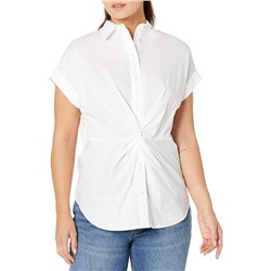 LAUREN Ralph Lauren Petite Twist-Front Cotton Short Sleeve Shirt