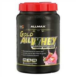 ALLMAX Nutrition, AllWhey Gold, 100% сывороточный белок премиум-качества, со вкусом клубники, 907 г (2 фунта)