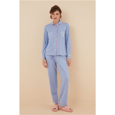 Pijama camisero 100% algodón azul