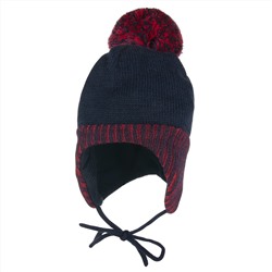 Wool mix winter hat with strings