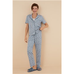 Pijama camisero 100% algodón flores