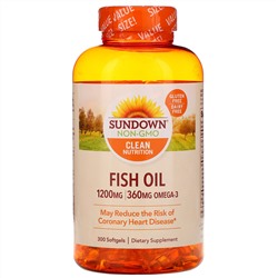 Sundown Naturals, Рыбий жир, 1200 мг, 300 мягких таблеток