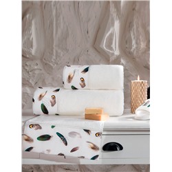 Tivolyo home Gala beyaz | Набор полотенец из 4-х предметов (30x50 см, 50х100 см, 75х150 см) + тапочки