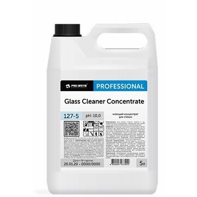 127-5  Glass Cleaner Concentrate (Гласс Клинер Концентрат) 5л × 4шт/кор, Моющий концентрат для стёк
