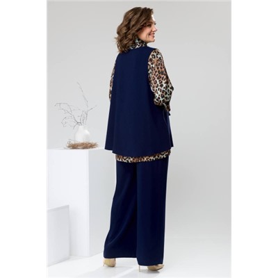 Блуза, брюки, жилет  Romanovich Style артикул 3-2510 синий/леопард