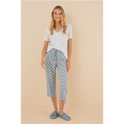 Pijama 100% algodón Capri gris claro