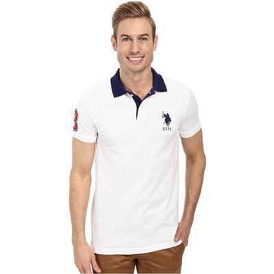 U.S. POLO ASSN. Slim Fit Big Horse Polo with Stripe Collar