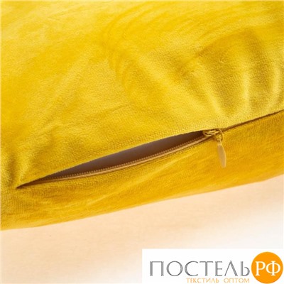 Чехол на подушку с кисточками Этель цвет желтый, 45х45 см, 100% п/э, велюр 6906464