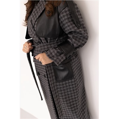 Пальто женское демисезонное 24337 (черно-серый)