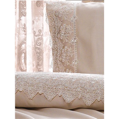 Tivolyo Minoso Bej Satin 210 TC | Satin bed linen-Digital with lace