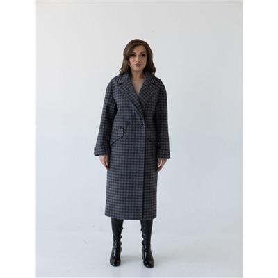 Пальто женское демисезонное 24710 (черно-серый)