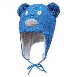 Wool mix winter hat with bear detail