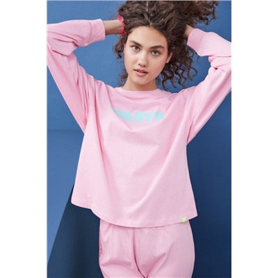 Pijama 100% algodón sudadera y pantalón largo rosa